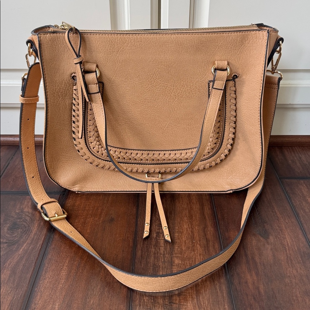 NEW Sole Society Braided Satchel Tan Crossbody Bag